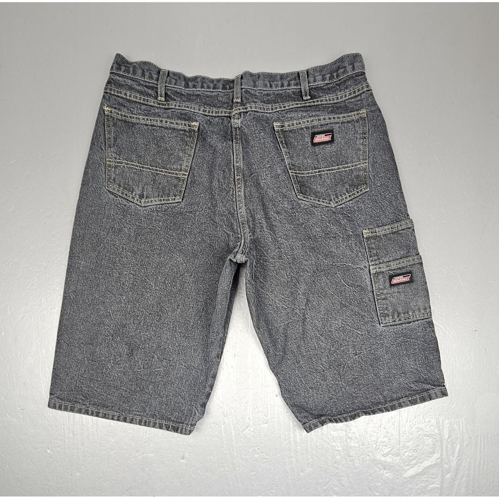 Vintage Dickies Y2K Carpenter Jean Shorts Mens 38 Black Baggy Utility Denim